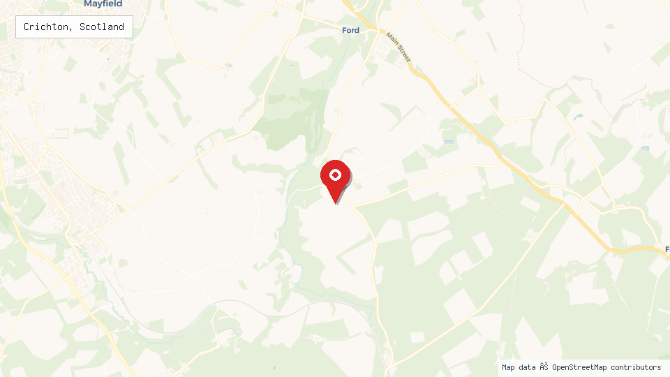 Street map of Crichton, Scotland with location pin