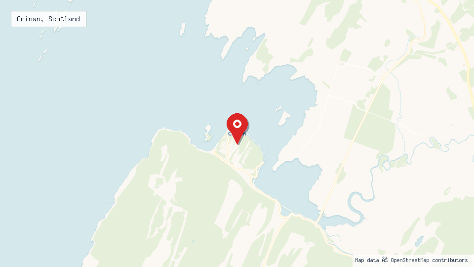 Street map of Crinan, Scotland with location pin