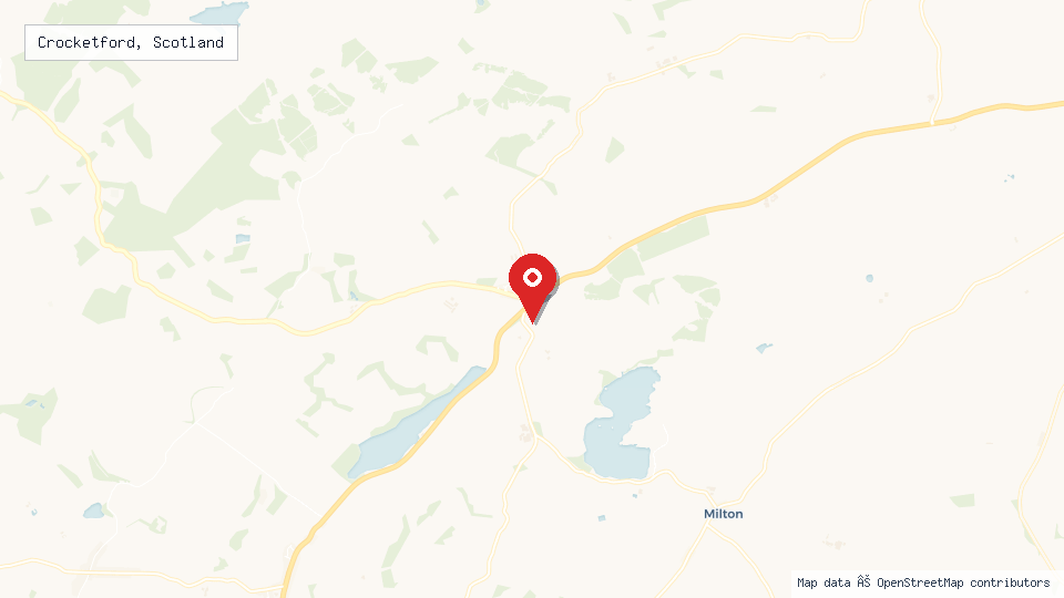 Street map of Crocketford, Scotland with location pin
