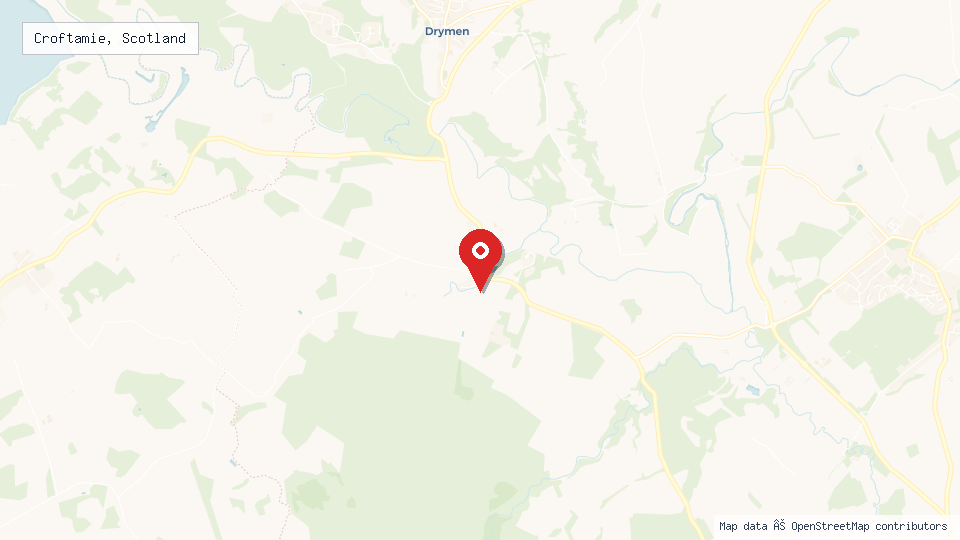 Street map of Croftamie, Scotland with location pin
