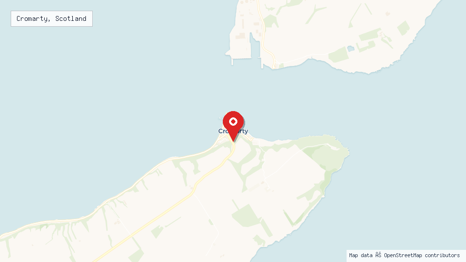 Street map of Cromarty, Scotland with location pin