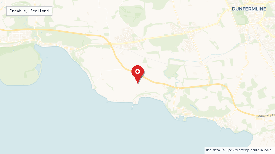 Street map of Crombie, Scotland with location pin
