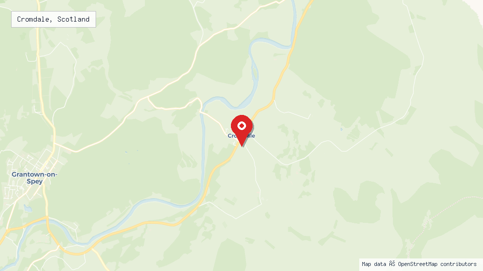 Street map of Cromdale, Scotland with location pin