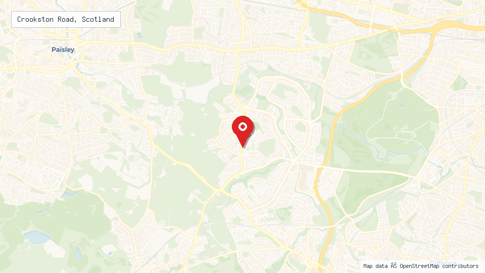 Street map of Crookston Road, Scotland with location pin