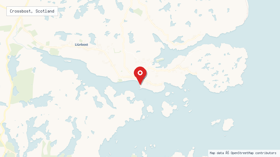 Street map of Crossbost, Scotland with location pin