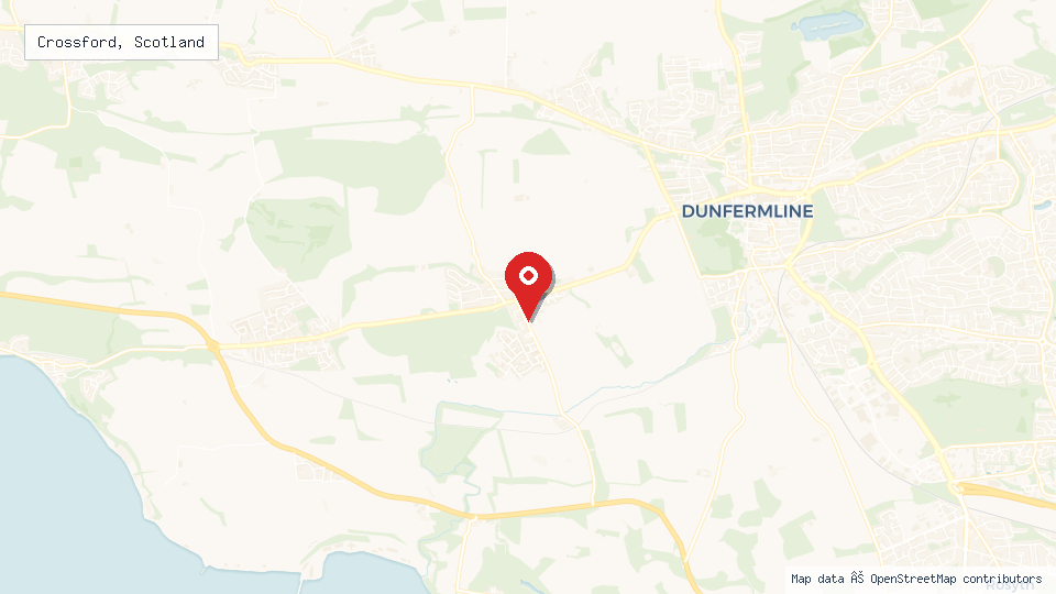 Street map of Crossford, Scotland with location pin
