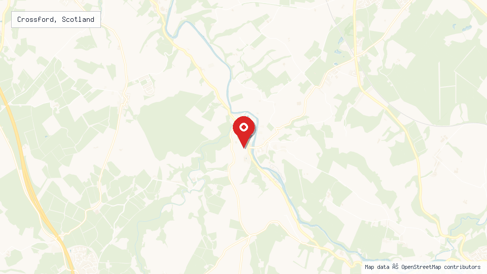 Street map of Crossford, Scotland with location pin
