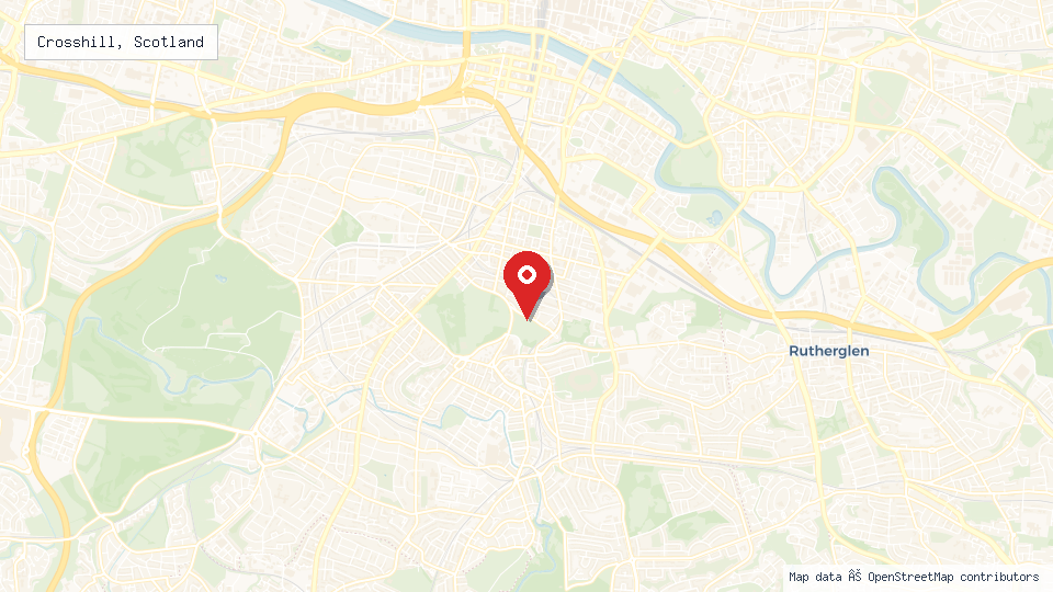 Street map of Crosshill, Scotland with location pin