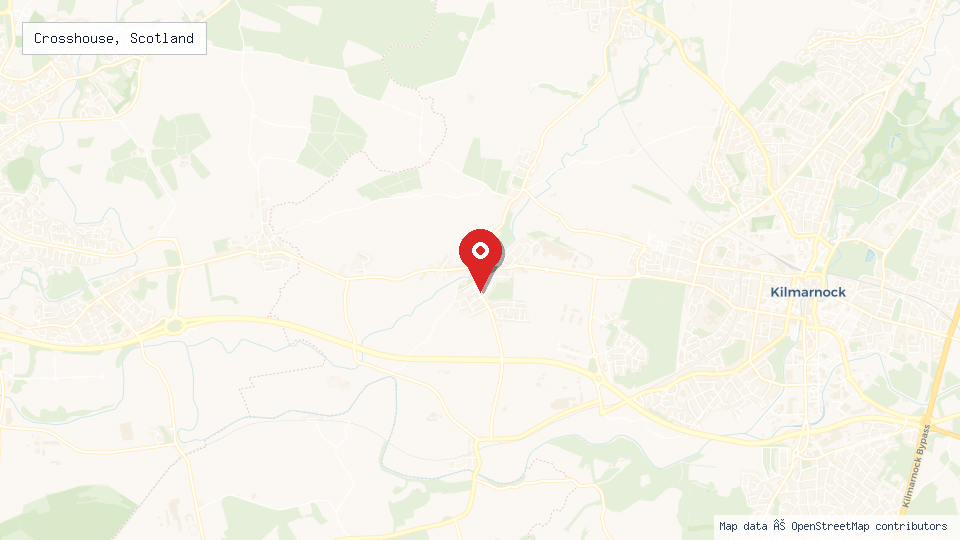 Street map of Crosshouse, Scotland with location pin