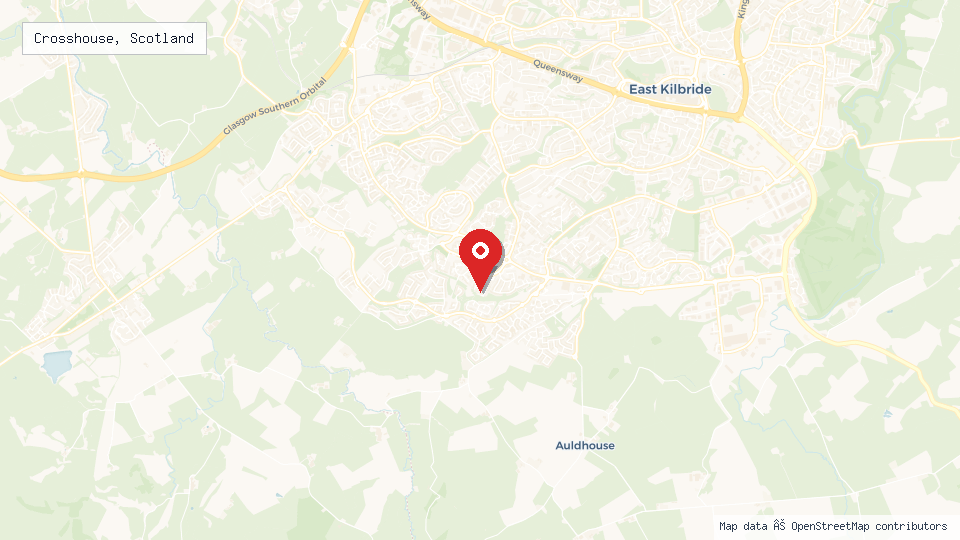 Street map of Crosshouse, Scotland with location pin