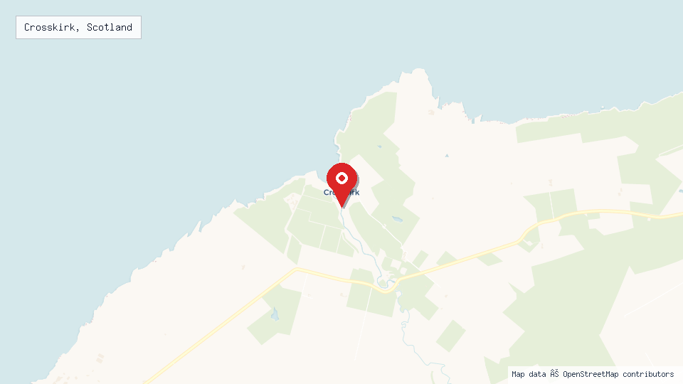 Street map of Crosskirk, Scotland with location pin