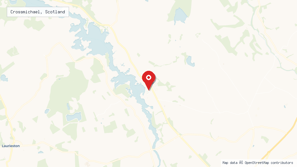 Street map of Crossmichael, Scotland with location pin