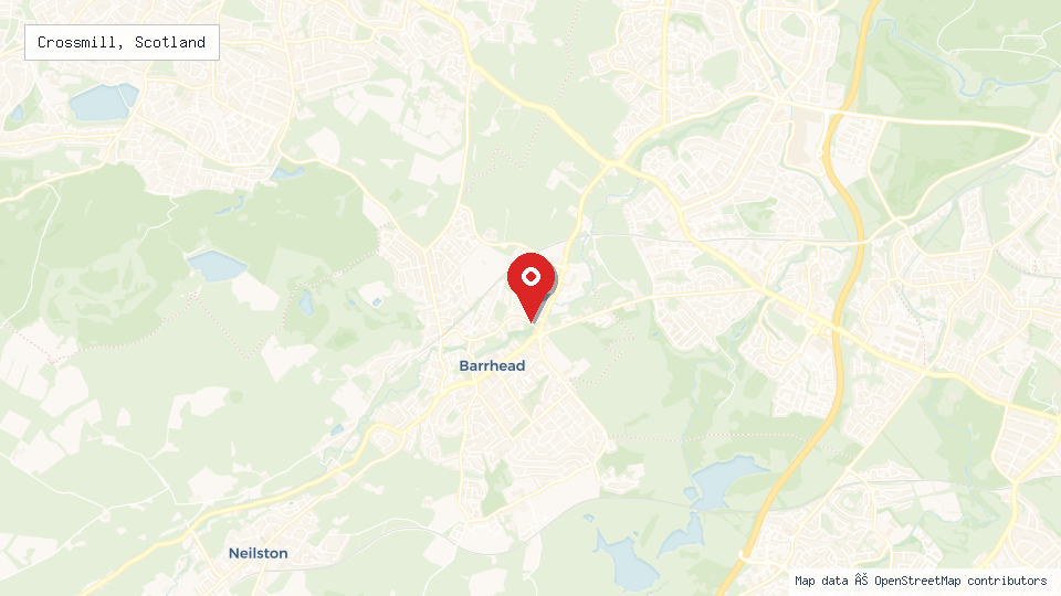 Street map of Crossmill, Scotland with location pin