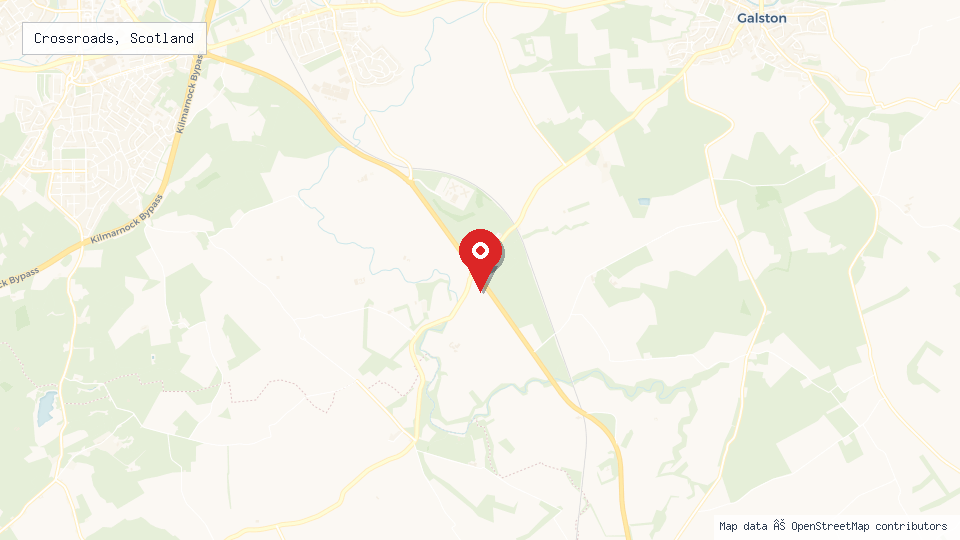 Street map of Crossroads, Scotland with location pin