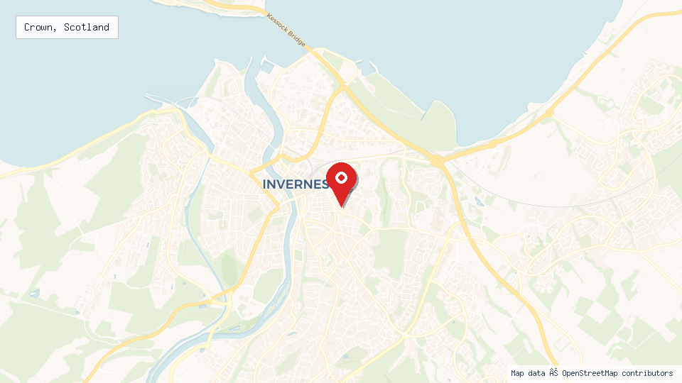 Street map of Crown, Scotland with location pin