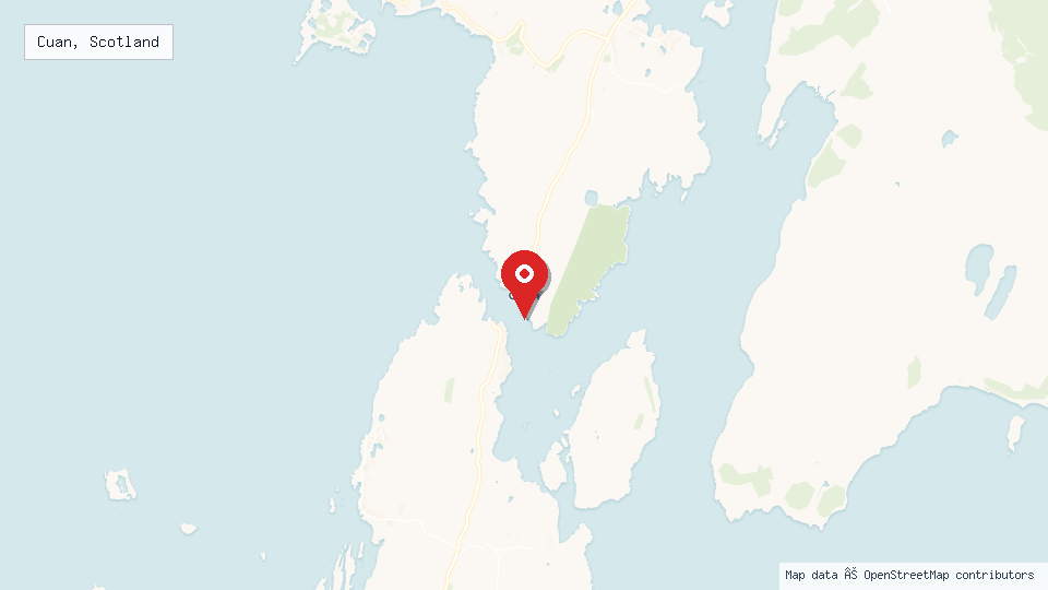 Street map of Cuan, Scotland with location pin