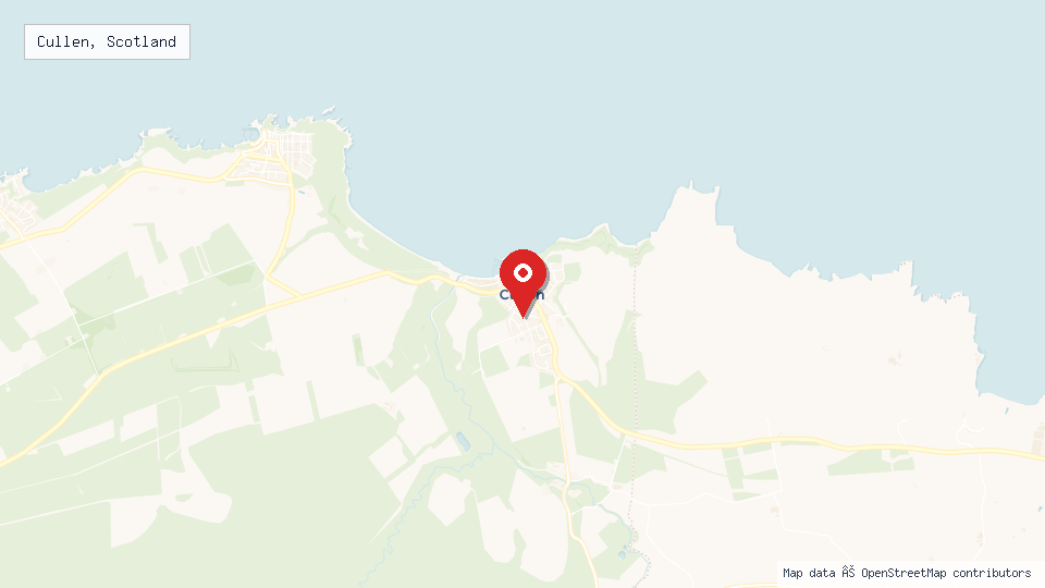 Street map of Cullen, Scotland with location pin