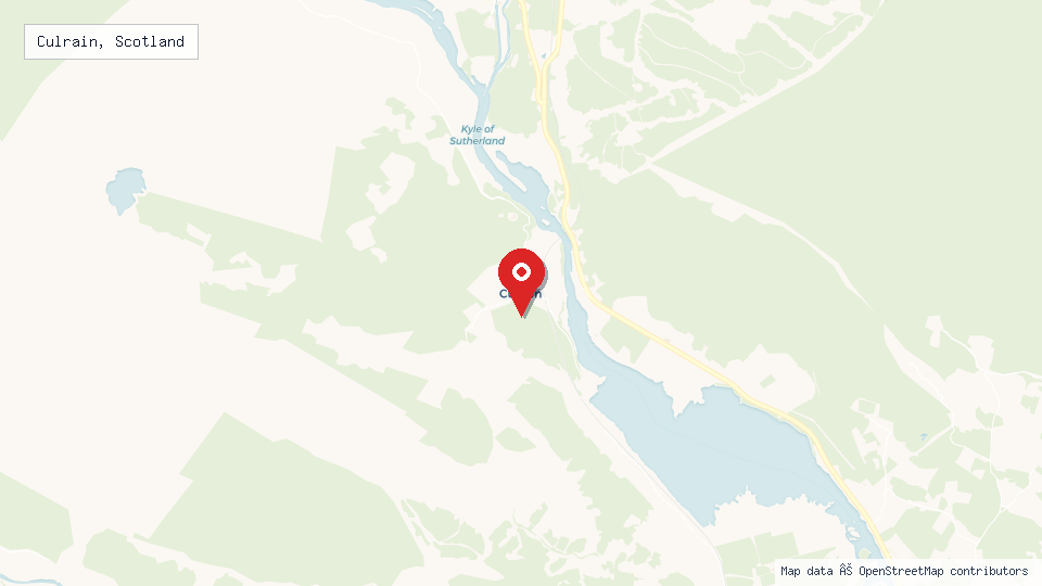 Street map of Culrain, Scotland with location pin