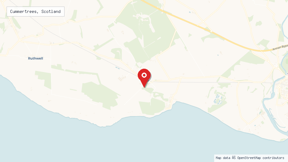 Street map of Cummertrees, Scotland with location pin