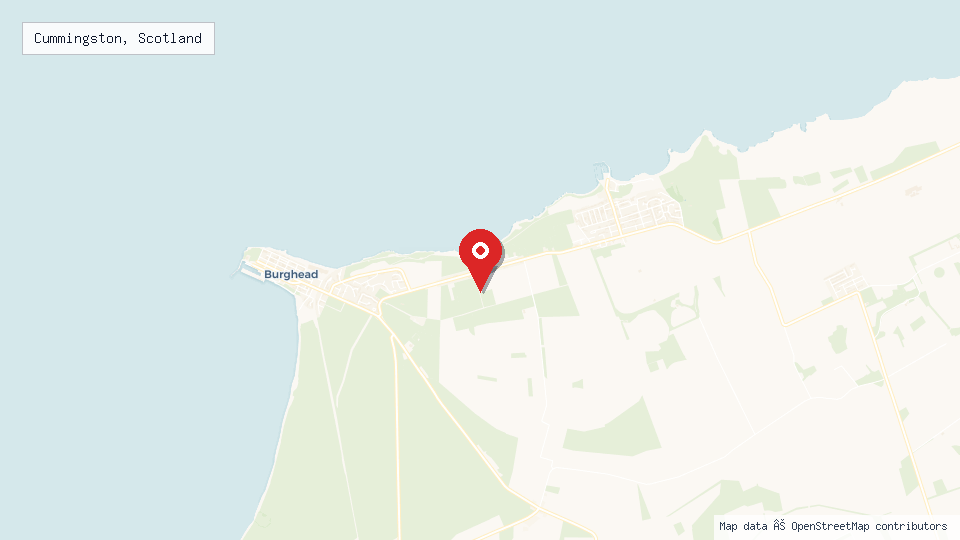 Street map of Cummingston, Scotland with location pin