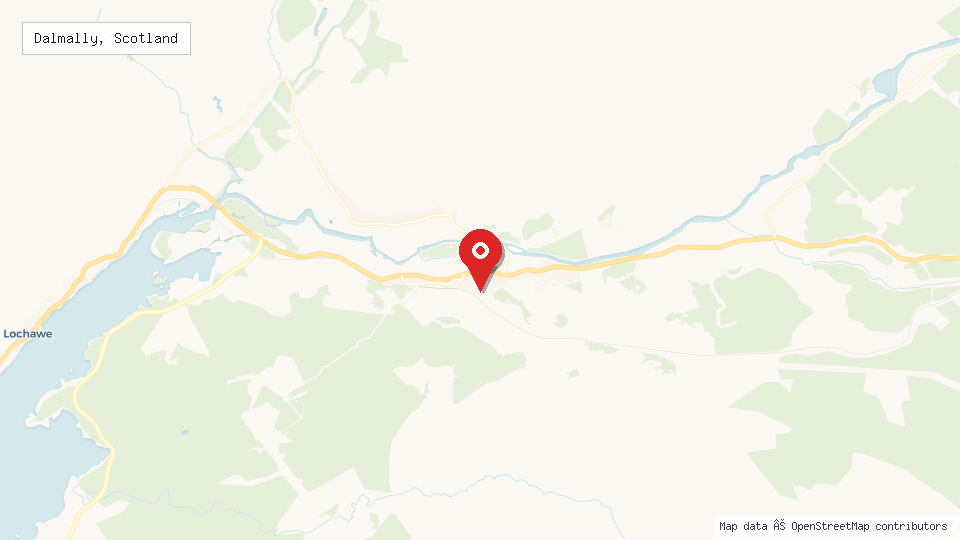 Street map of Dalmally, Scotland with location pin