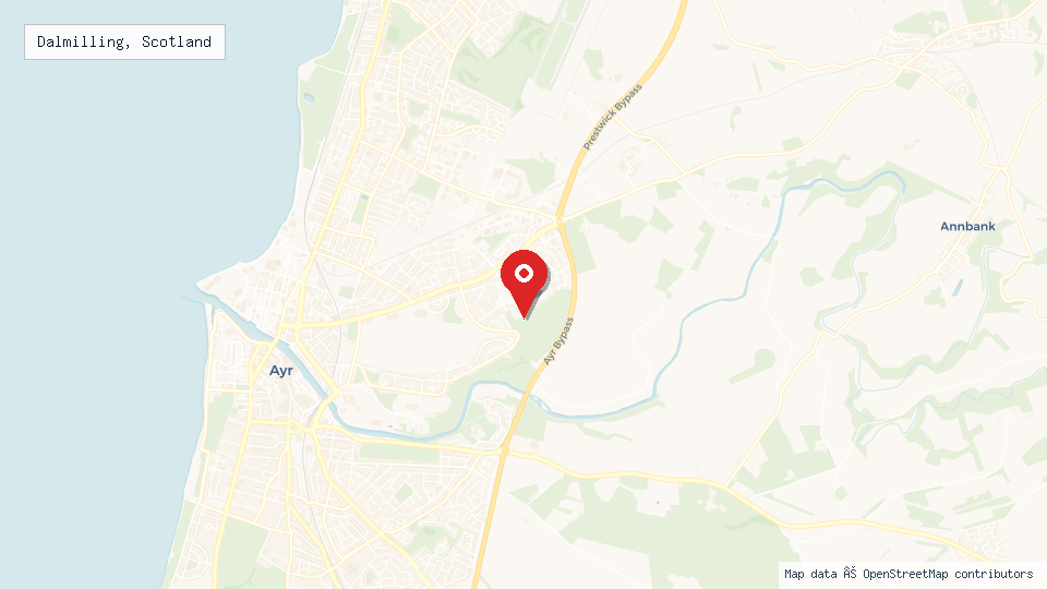 Street map of Dalmilling, Scotland with location pin