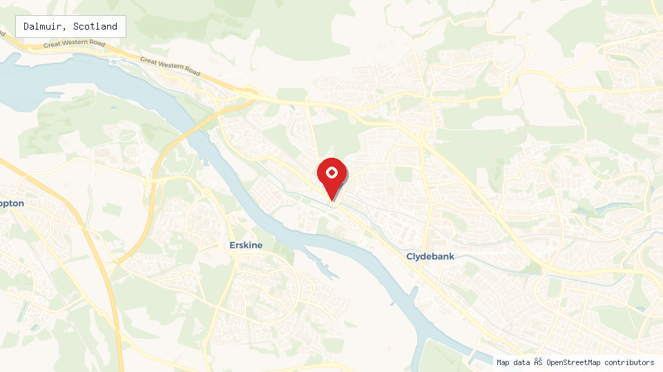 Street map of Dalmuir, Scotland with location pin