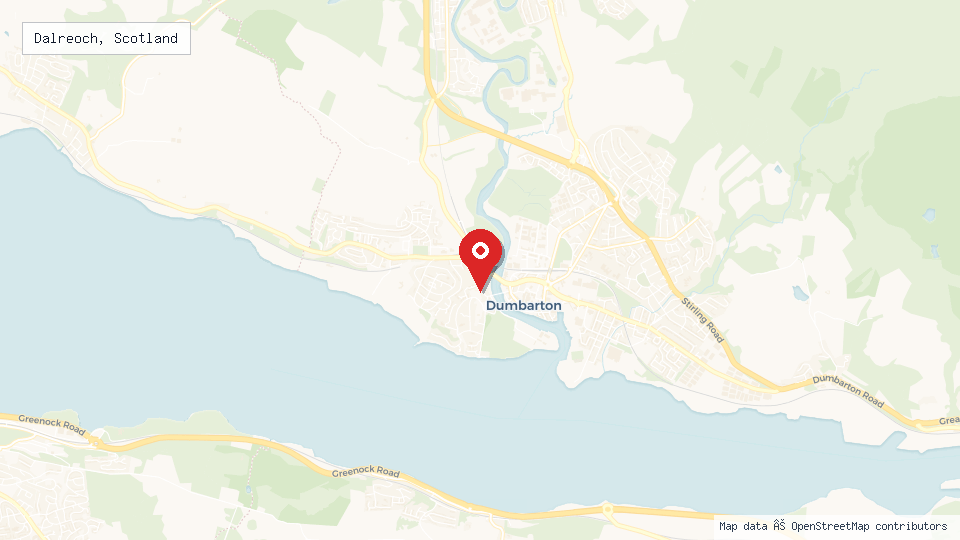 Street map of Dalreoch, Scotland with location pin