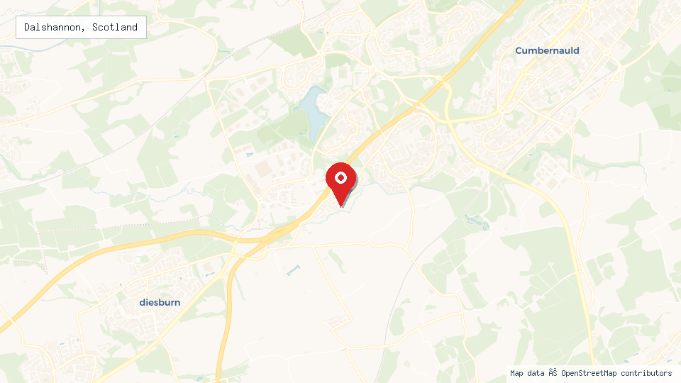 Street map of Dalshannon, Scotland with location pin