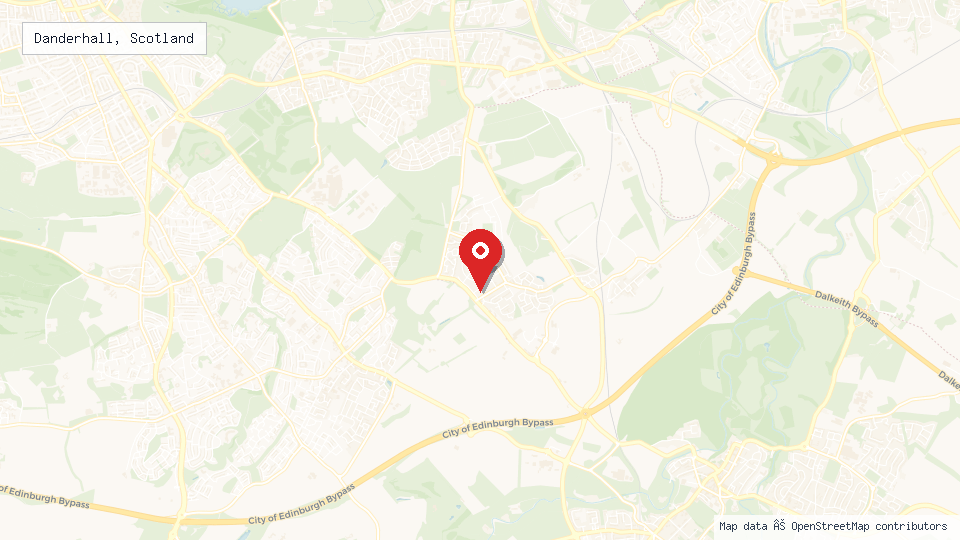 Street map of Danderhall, Scotland with location pin