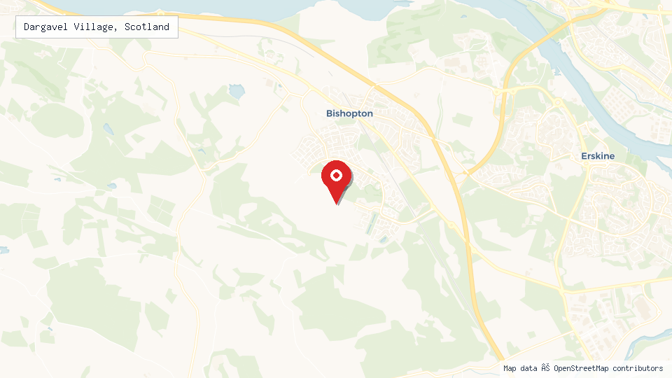 Street map of Dargavel Village, Scotland with location pin