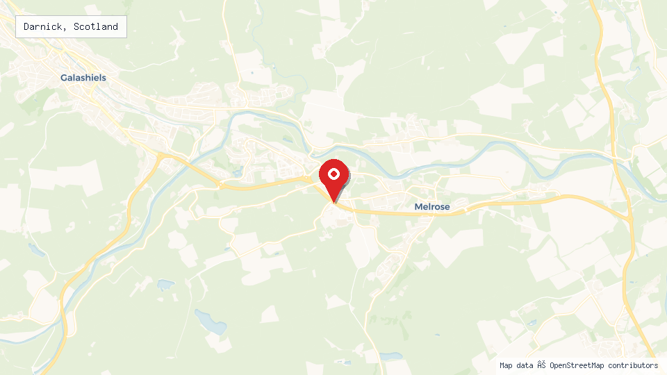 Street map of Darnick, Scotland with location pin