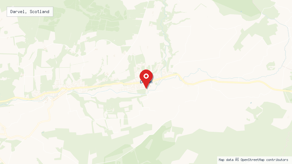 Street map of Darvel, Scotland with location pin