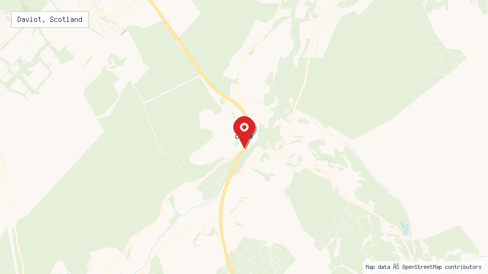 Street map of Daviot, Scotland with location pin