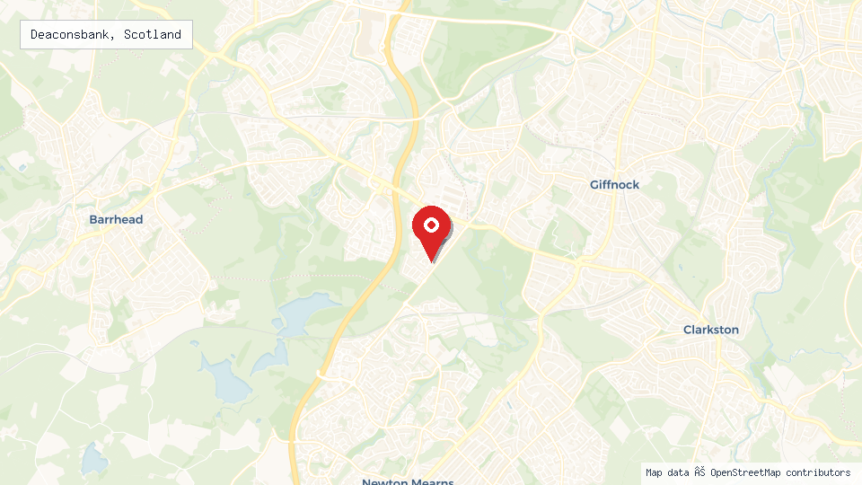 Street map of Deaconsbank, Scotland with location pin
