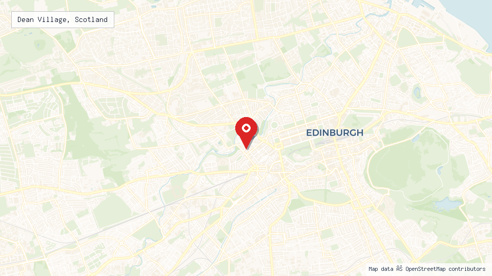 Street map of Dean Village, Scotland with location pin