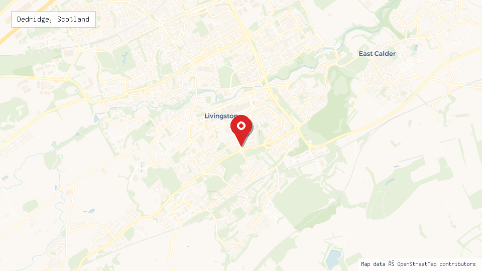 Street map of Dedridge, Scotland with location pin
