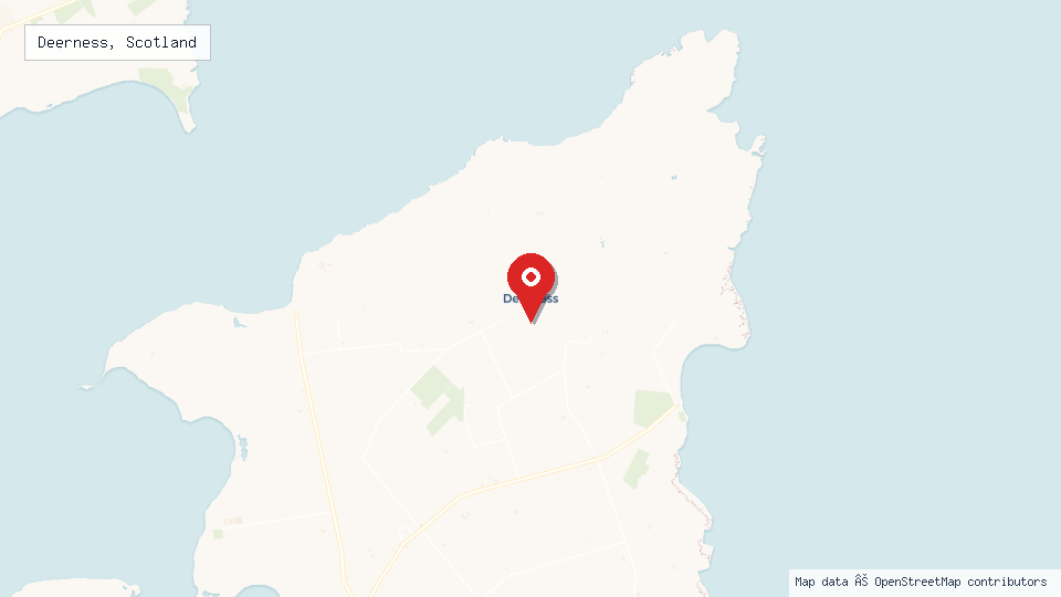 Street map of Deerness, Scotland with location pin
