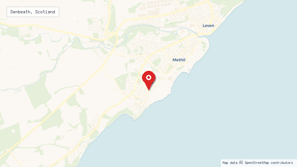 Street map of Denbeath, Scotland with location pin