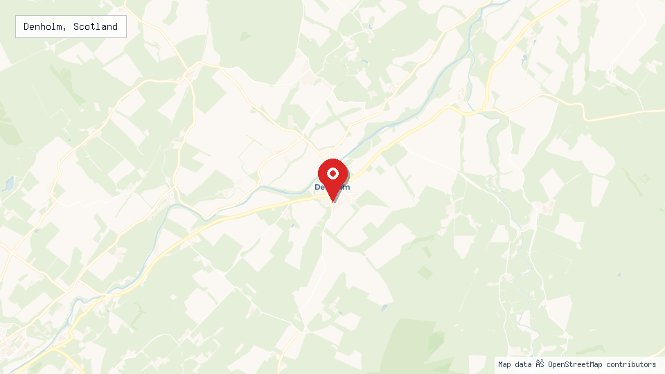 Street map of Denholm, Scotland with location pin