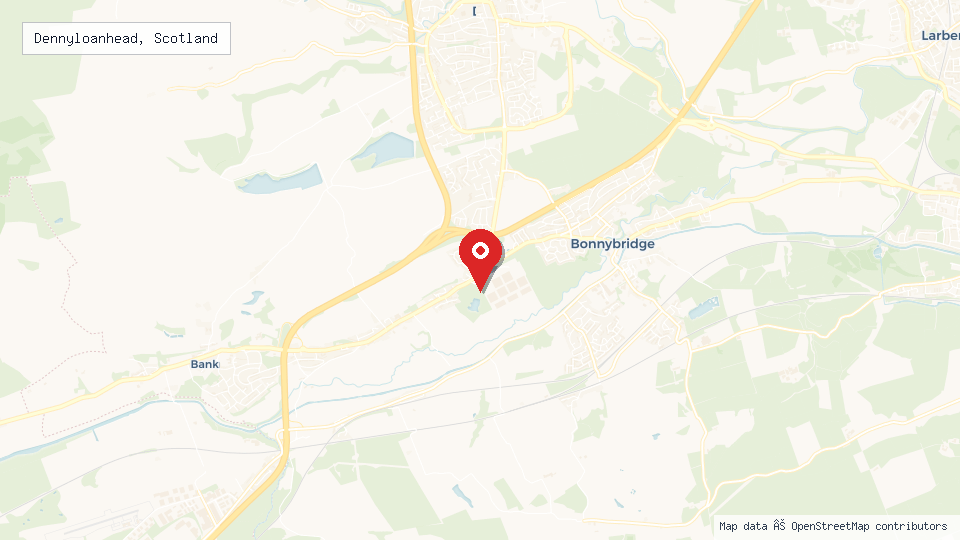 Street map of Dennyloanhead, Scotland with location pin