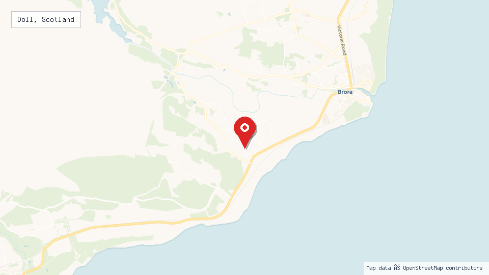 Street map of Doll, Scotland with location pin