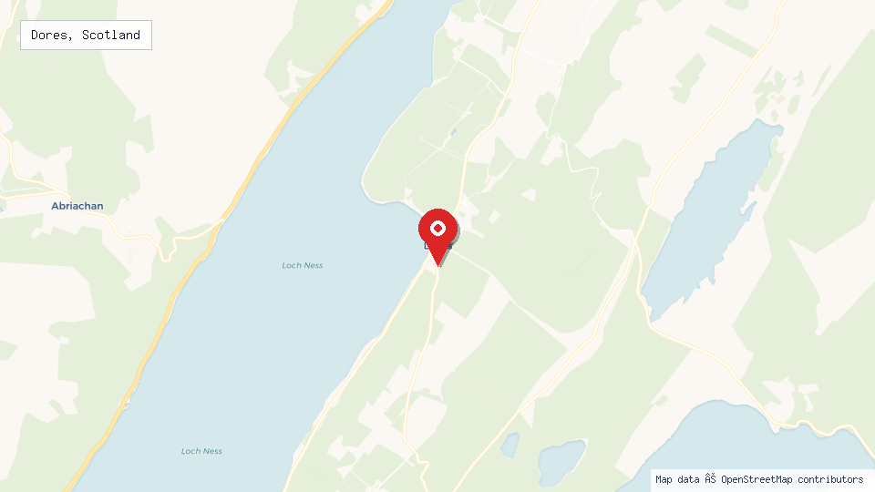 Street map of Dores, Scotland with location pin