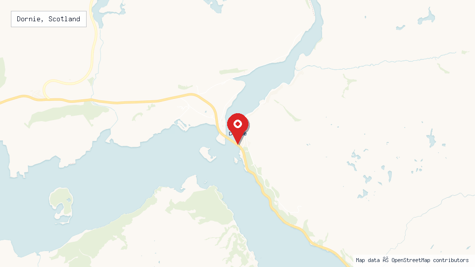 Street map of Dornie, Scotland with location pin