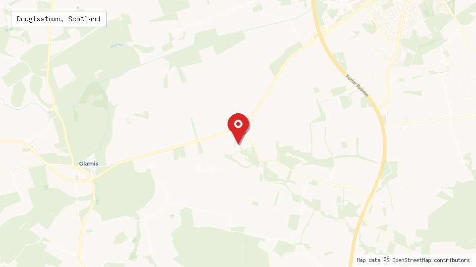 Street map of Douglastown, Scotland with location pin