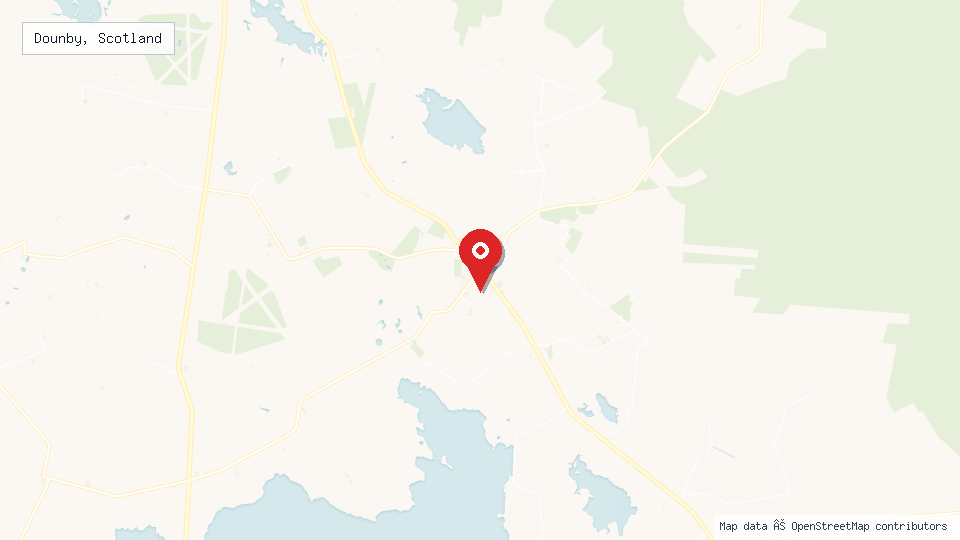 Street map of Dounby, Scotland with location pin