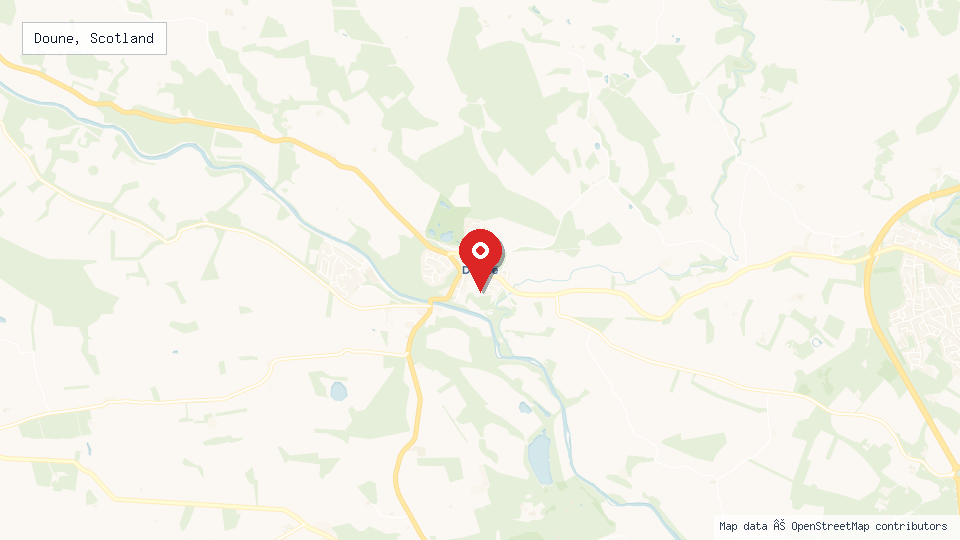 Street map of Doune, Scotland with location pin