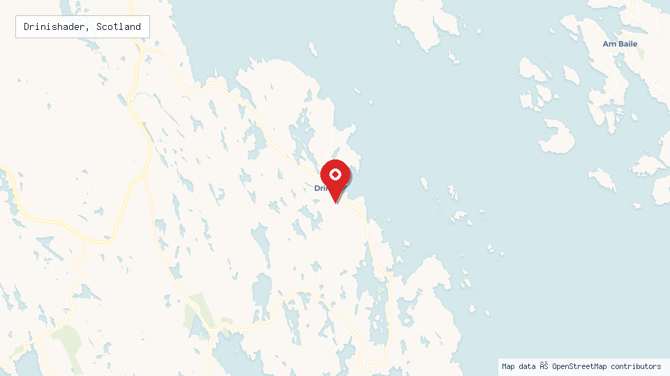Street map of Drinishader, Scotland with location pin