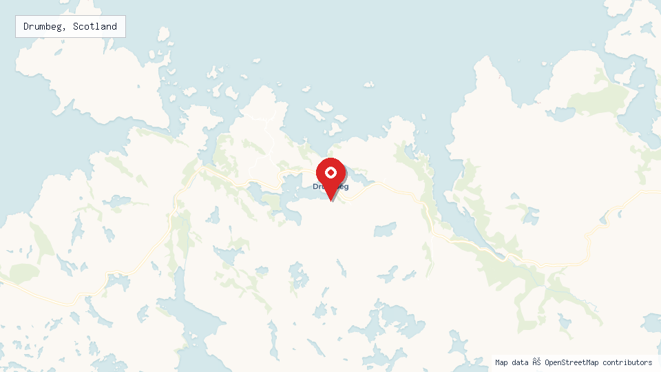 Street map of Drumbeg, Scotland with location pin