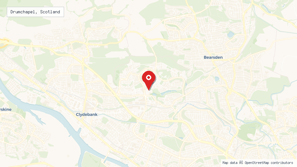 Street map of Drumchapel, Scotland with location pin